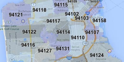 San Francisco zip bản đồ