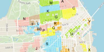 Miễn phí đậu xe đường phố San Francisco bản đồ