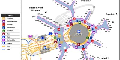 SFO khách quốc tế bản đồ