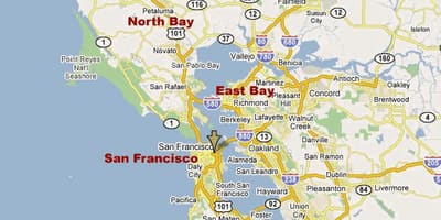 Miền bắc california khu vực bay bản đồ