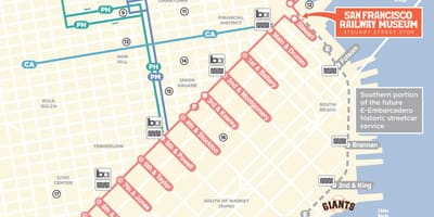 Bản đồ của xe cáp đường San Francisco ca